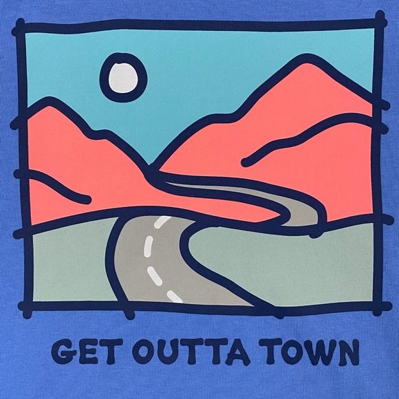 Life is Good Womens Crusher T Shirt Blue Get Outta Town Graphic Tee Size L - Picture 4 of 9